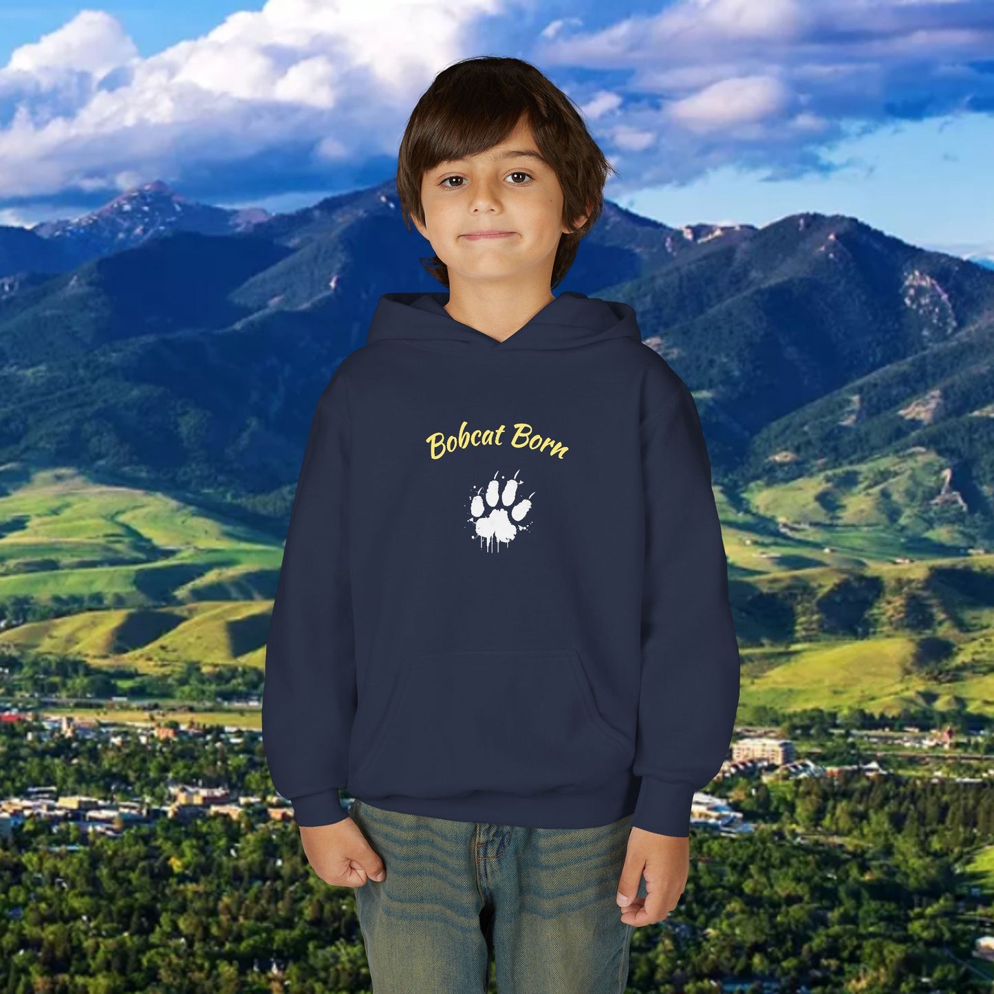 Bobcat Born Youth Hoodie, Cozy Sweatshirt for Kids, Great for School, Outdoor Adventures, Gifts, Sports Events