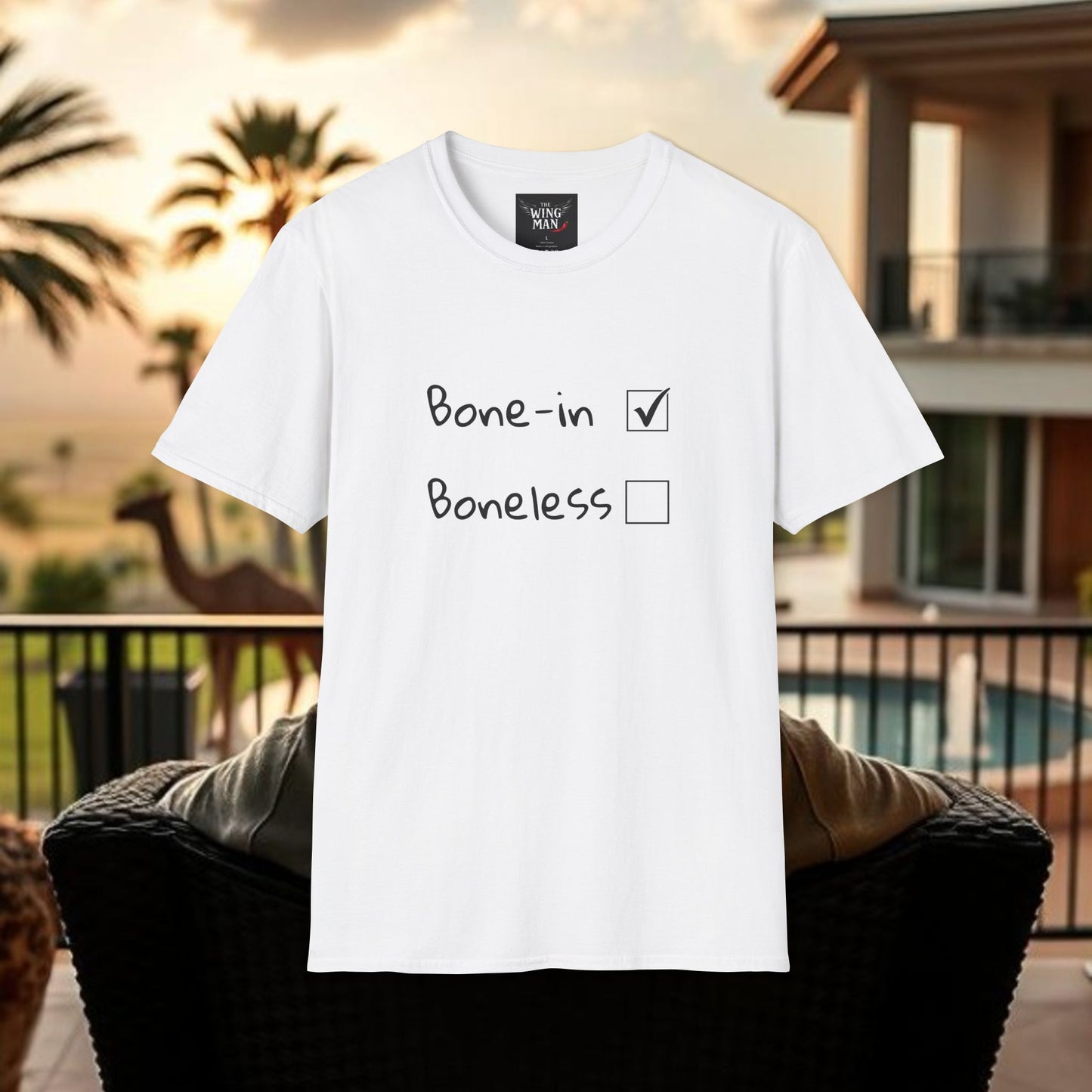 Humorous Foodie T-Shirt, Casual Wear for Food Lovers, Gift for Chefs, Bone-in vs Boneless Design, Fun Graphic Tee