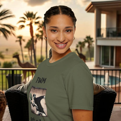 T-Shirt — "FWM Get a Bag" Graphic Tee (Banksy-Style Street Art)