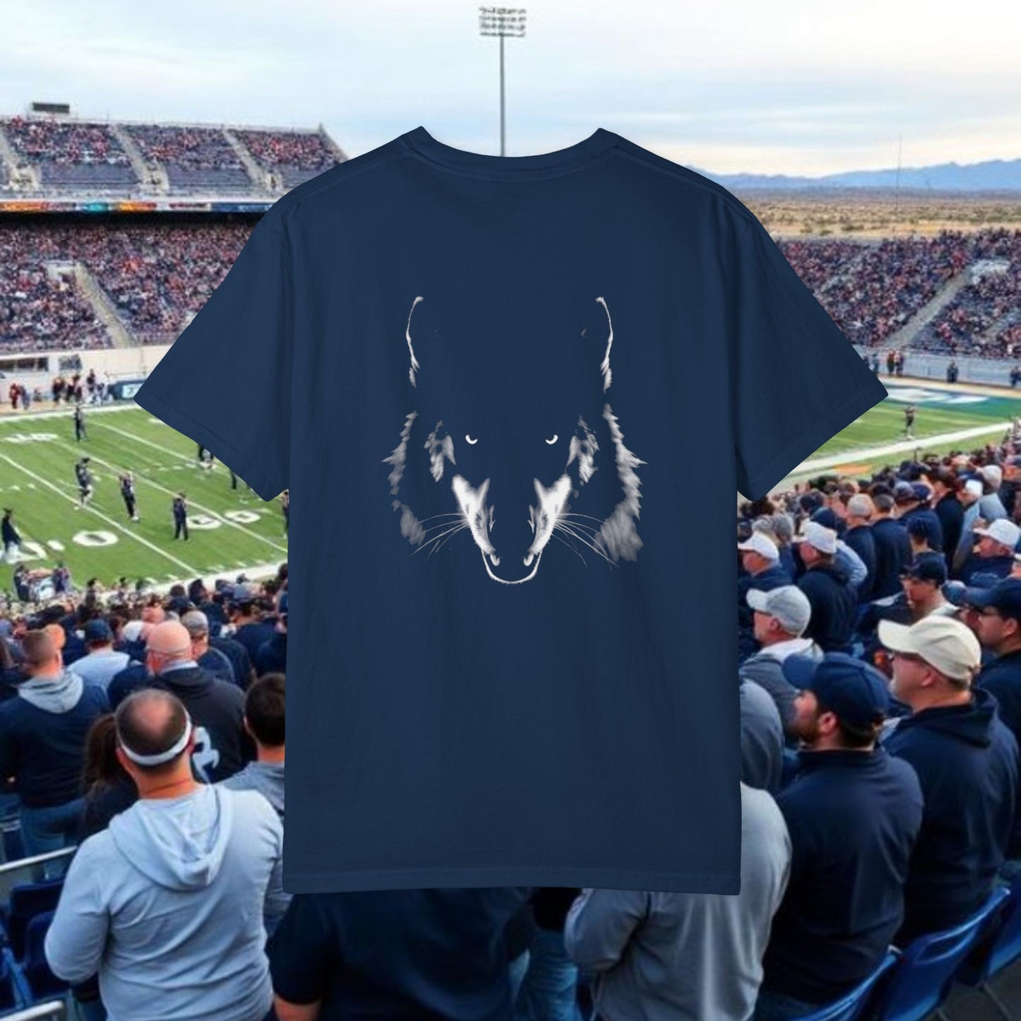 Reno Tee, Vertical Reno Logo and Subtle Wolf Graphic, Soft Style Shirt, Perfect style for Gameday