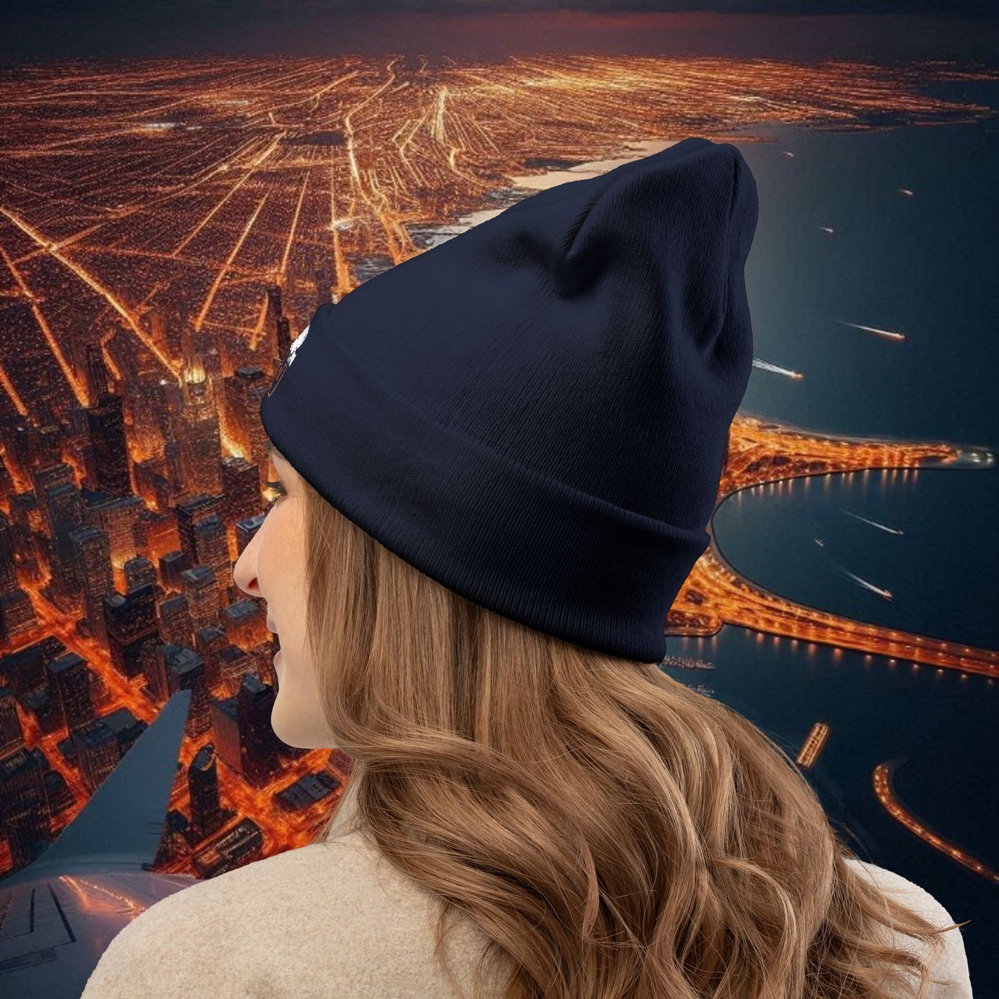 Bear Down Beanie Hat, Cozy Winter Hat, Gamedays in Chicago, Winter Knit Beanie