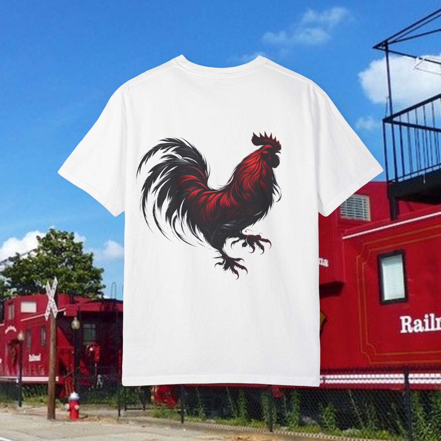 Rooster Graphic T-Shirt — Vertical '803' Design & Bold Red Rooster