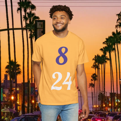 Legend Tribute Unisex Garment-Dyed T-Shirt with '8 & 24' and 'Bean' Text - Casual Wear, Gift for Friends