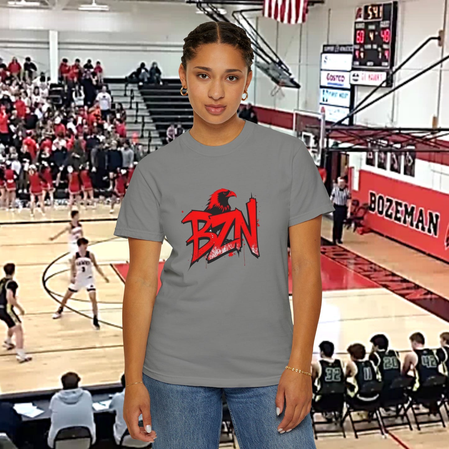 Bozeman Spirit Unisex Garment-Dyed T-Shirt, Athletic Wear, Fan Tee, Casual Style, Game Day Shirt, School Pride Apparel