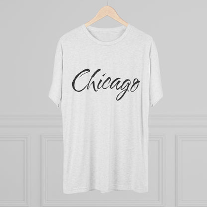 Chicago Script Tee – Handwritten City Shirt, Tr-Blend, Super Soft T-Shirt, Perfect for Gameday