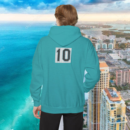 Teal Retro Garment-Dyed Hoodie with 10 Design, Stylish Hoodie, Casual Wear, Unique Gift, Trendy Apparel