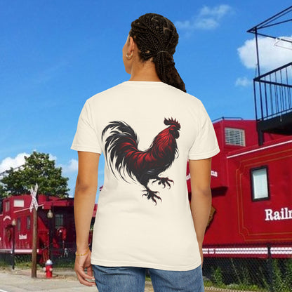 Rooster Graphic T-Shirt — Vertical '803' Design & Bold Red Rooster