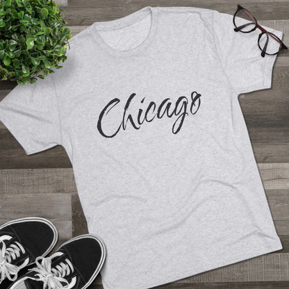 Chicago Script Tee – Handwritten City Shirt, Tr-Blend, Super Soft T-Shirt, Perfect for Gameday