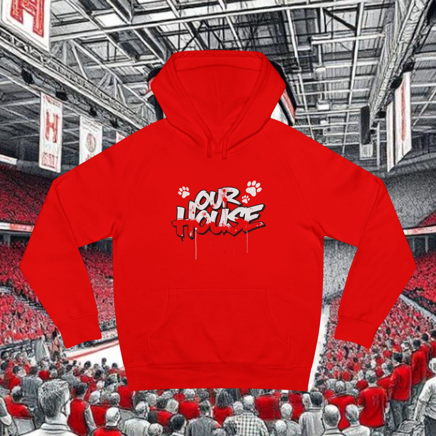 Our House Hoodie - Red Basketball Fan Pullover, Comfortable Fit, Perfect for Gameday