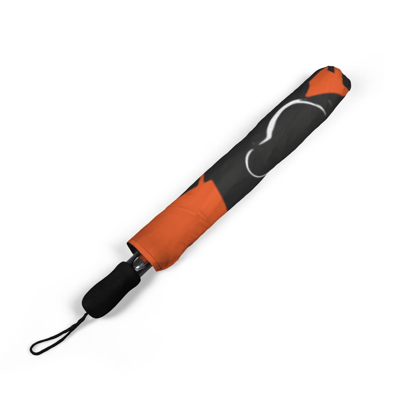 Cowboy Silhouette Foldable Umbrella — Orange Semi-Automatic Travel Umbrella