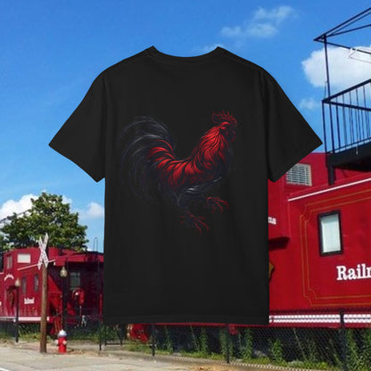 Rooster Graphic T-Shirt — Vertical '803' Design & Bold Red Rooster