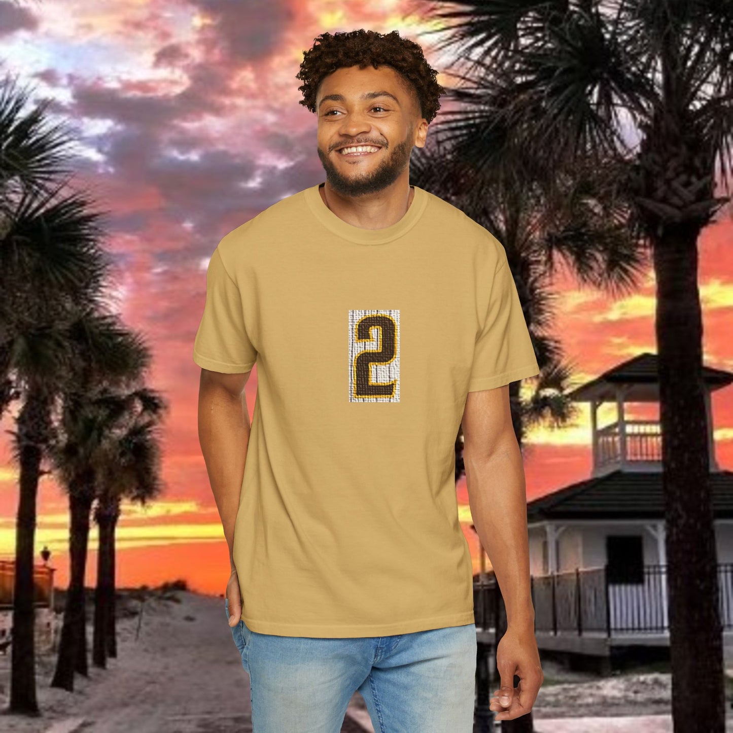 Number 2 Graphic T-Shirt — Bold Retro Patch Front & X Back Tee