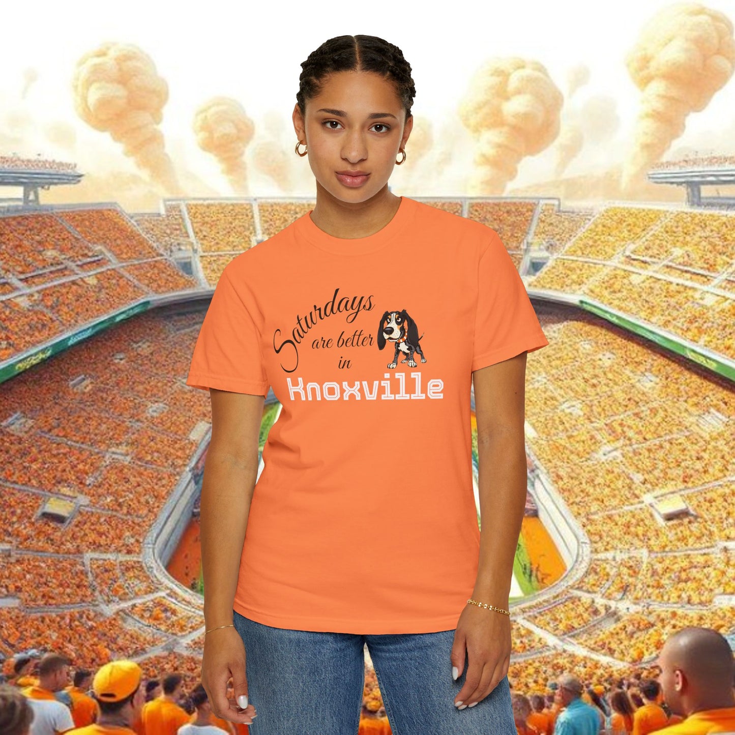 Knoxville Saturday Vibes T-Shirt, Unisex Tee, Game Day Apparel, Dog Lovers Gift, Orange Casual Top