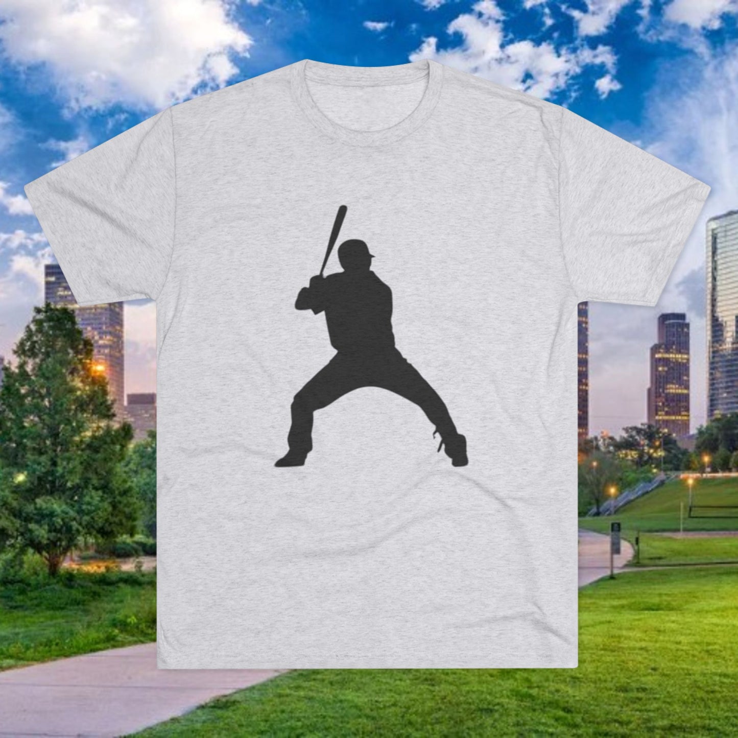 Baseball Batter Tee — Silhouette Front with Number 5 Back