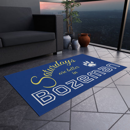 Outdoor Rug — "Saturdays are better in Bozeman" Paw Print Doormat