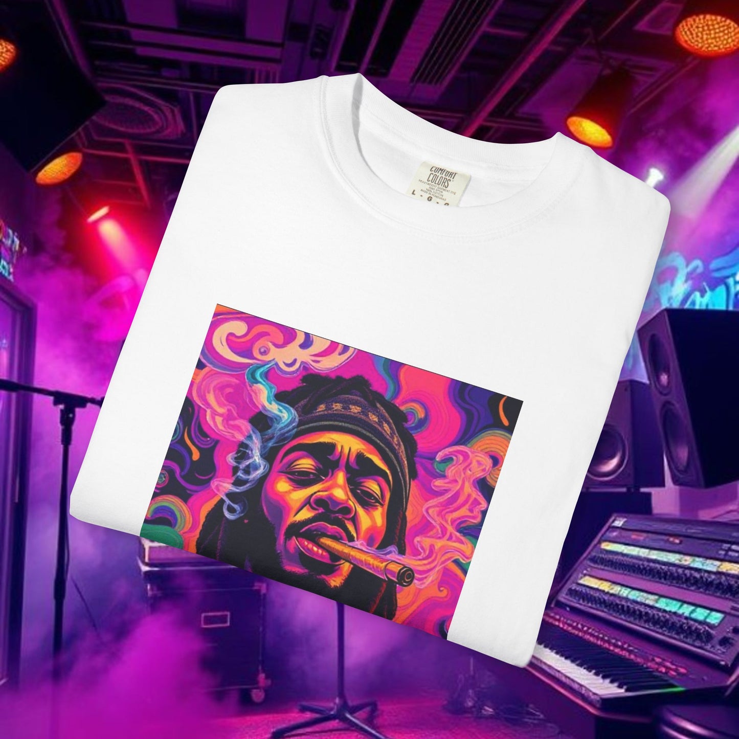 Vibrant Unisex Graphic Tee, Funky Smoke Art Shirt, Casual Streetwear, Gift for Music Lovers, Trendy Summer Top, Unique Festival Wear