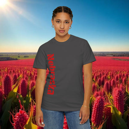 Lincoln Nebraska Area Code T-Shirt — White Tee with Red "Nebraska" & 402 Back Print, Soft-Style T-Shirt