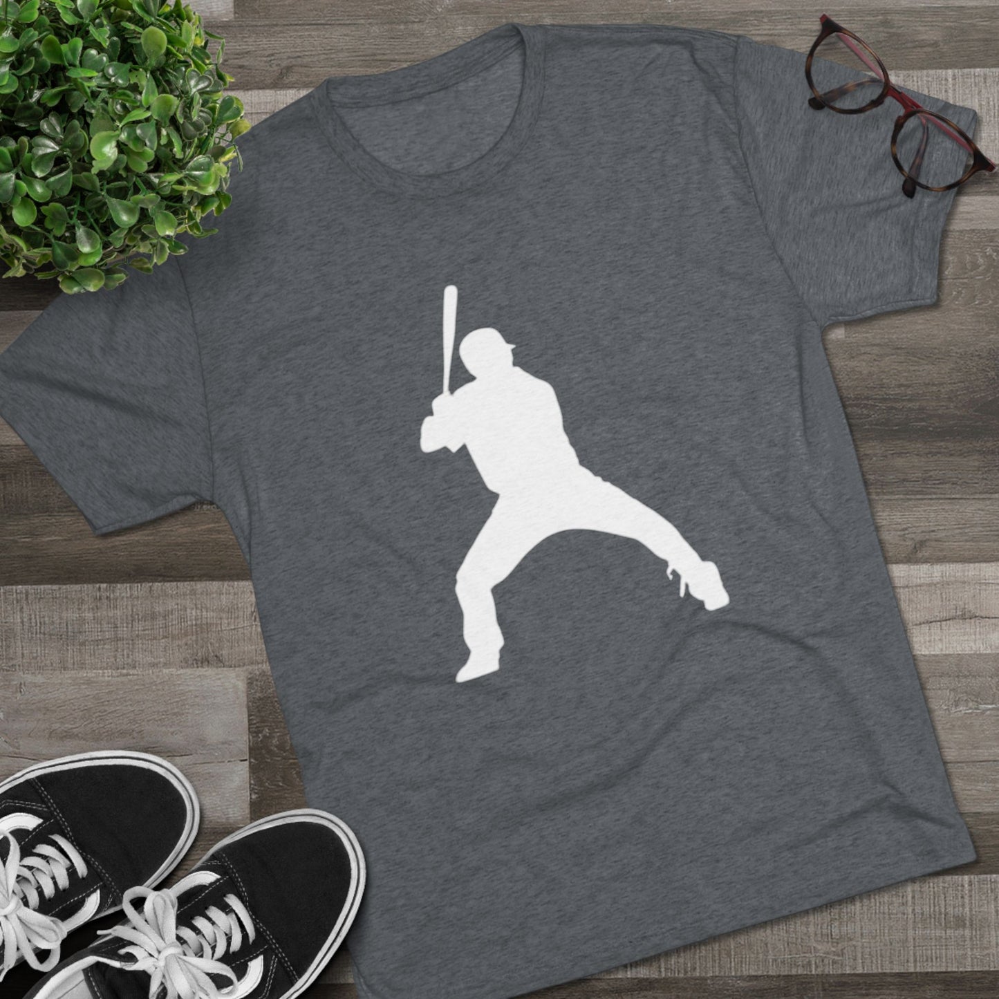 Baseball Batter Tee — Silhouette Front with Number 5 Back