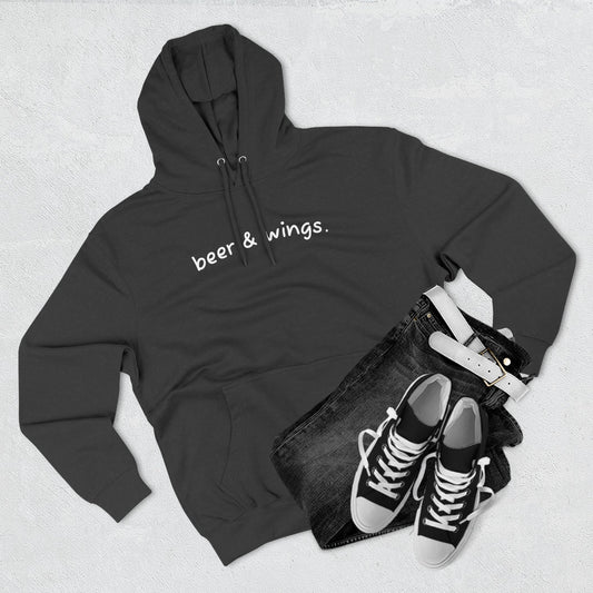 Beer and Wings Fleece Hoodie | Cozy Sweatshirt for Foodies, Gift for Beer Lovers, Casual Wear, Unisex Pullover