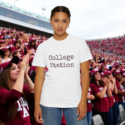 College Station Unisex Garment-Dyed T-Shirt | Casual Wear, College Apparel, Gift for Students, Everyday Style, Trendy Tees