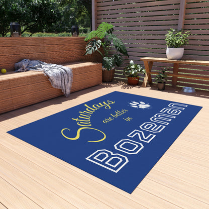 Outdoor Rug — "Saturdays are better in Bozeman" Paw Print Doormat