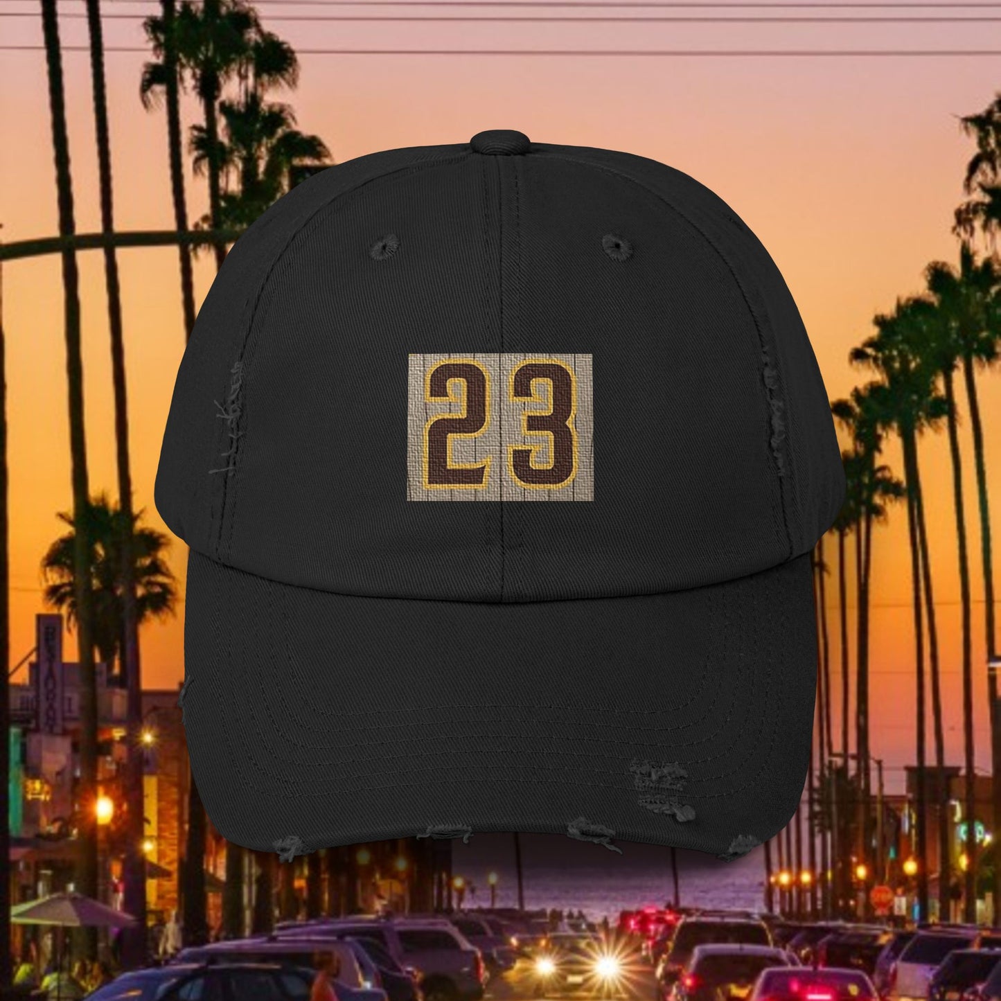 Baseball Stars Unisex Distressed Cap with Vintage 23 Design, Casual Hat for Men & Women, Perfect Gift for Padres Fans, Everyday Wear