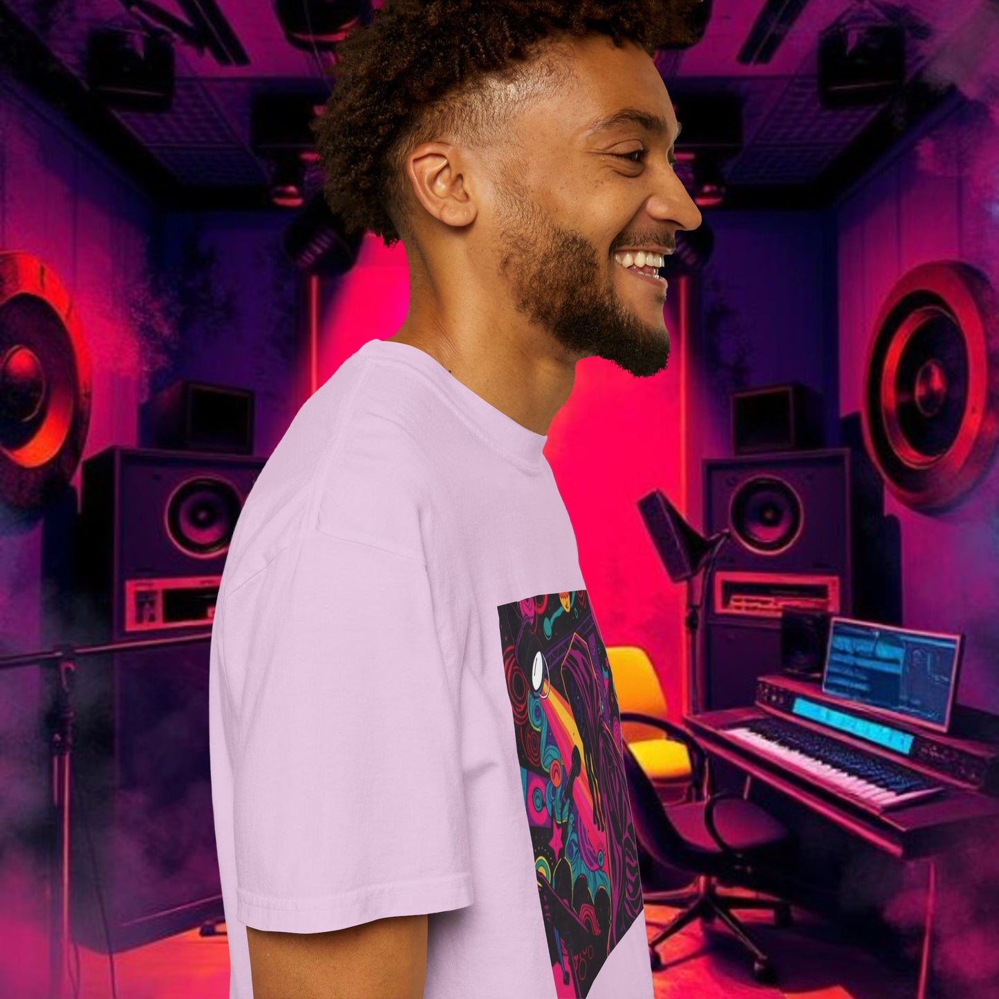 Colorful Unisex Garment-Dyed T-shirt, Artistic Graphic Tee, Music Festival Shirt, Casual Everyday Wear, Vibrant Streetwear, Unique Gift Idea