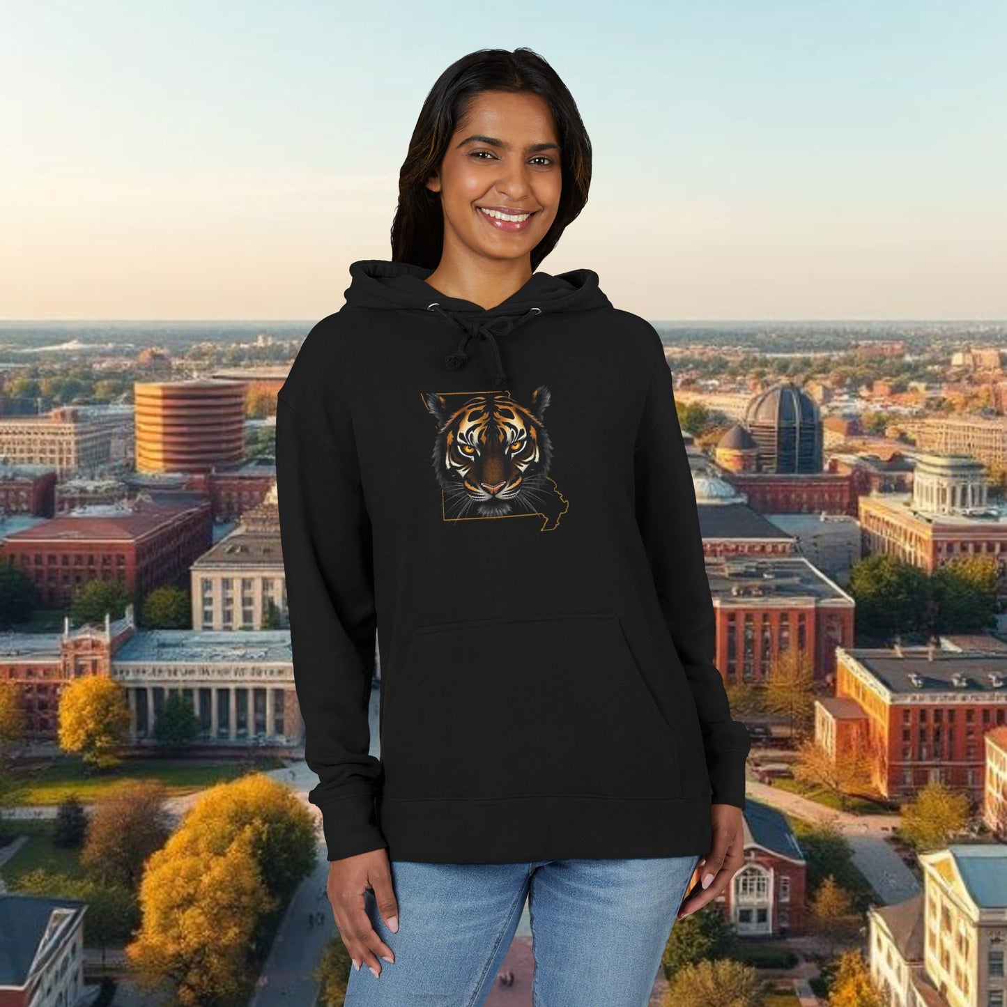 Unisex French Terry Tiger Hoodie - Cozy Urban Wear for All, Perfect Gift for Students, College Spirit, Fall Fashion, Casual Comfort