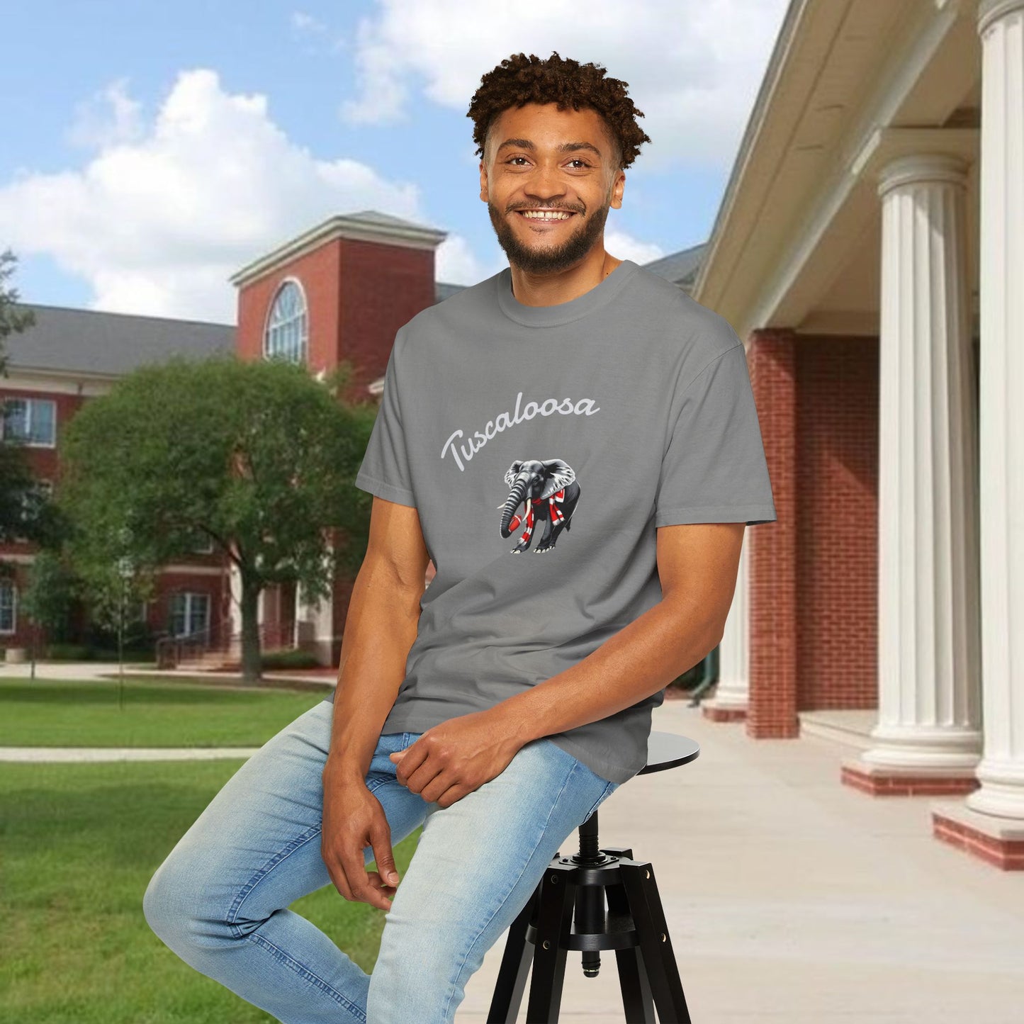 Tuscaloosa Elephant T-Shirt — University Pride Vintage Campus Tee, Soft-Style, Perfect T-Shirt for Gameday and the Tailgate