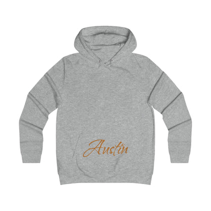 Girlie College Hoodie — Austin Script Logo Pullover, Perfect for Gameday or the Tailgate