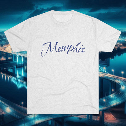 Memphis Script Tee — City Name Graphic T-Shirt, Tri-Blend Ultra Comfort, Perfect for a Night out or Gameday.