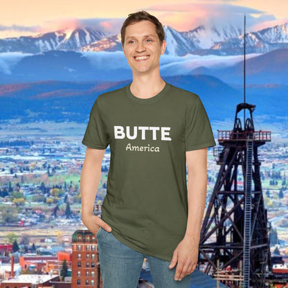 Butte, America Unisex Softstyle T-Shirt - Cozy Apparel for Locals, Travel Souvenir, Gift Idea, Casual Wear, Adventure Tee
