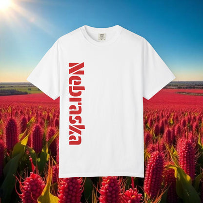 Lincoln Nebraska Area Code T-Shirt — White Tee with Red "Nebraska" & 402 Back Print, Soft-Style T-Shirt