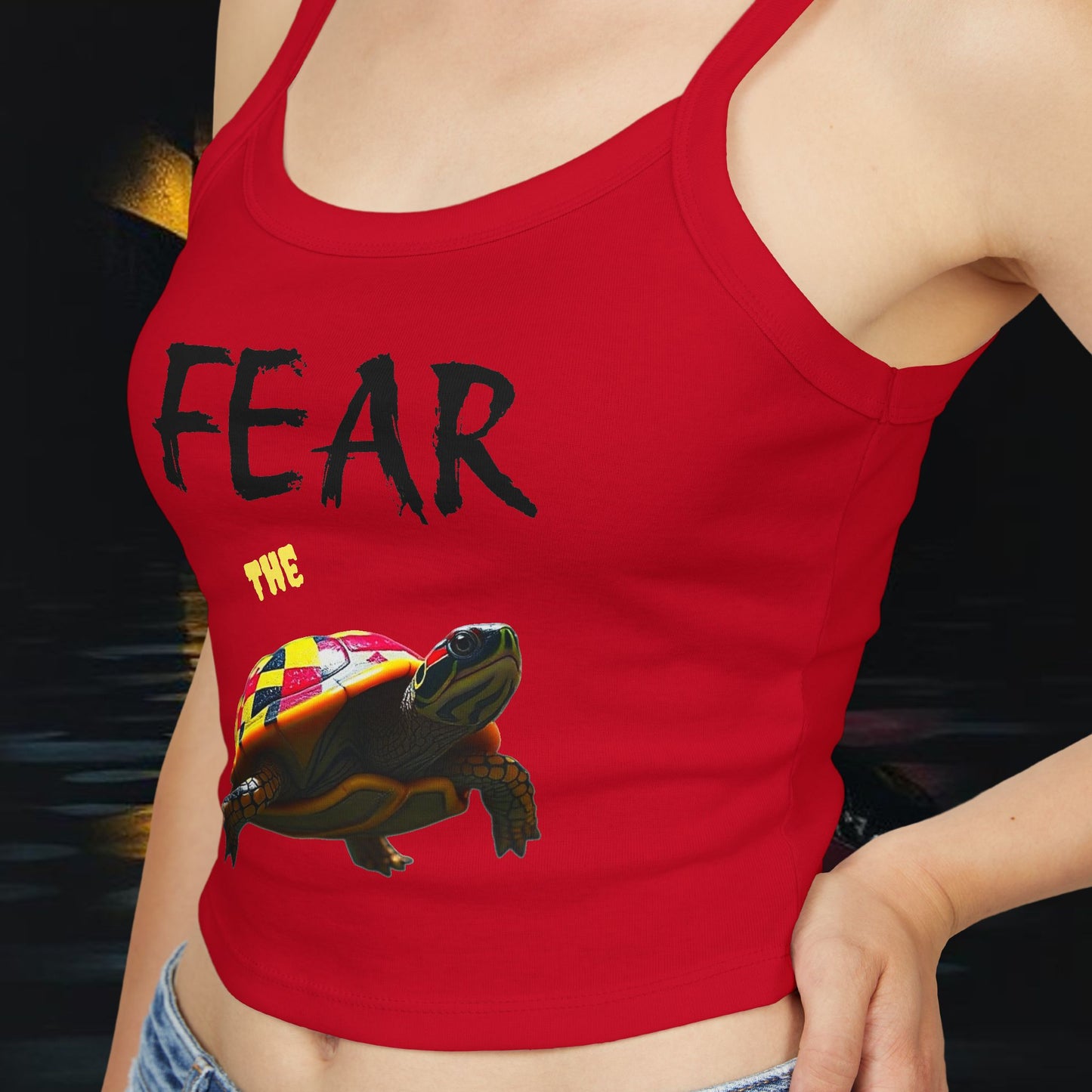 Fear Turtle Print Women's Tank Top, Cool Summer Apparel, Gym Top, Festival Wear, Maryland Fashion