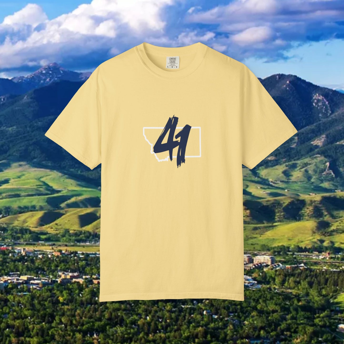 Montana Inspired Unisex T-Shirt with 41 Design and Paw Print on back. Soft Shirt for Gamedays or everyday comfort.