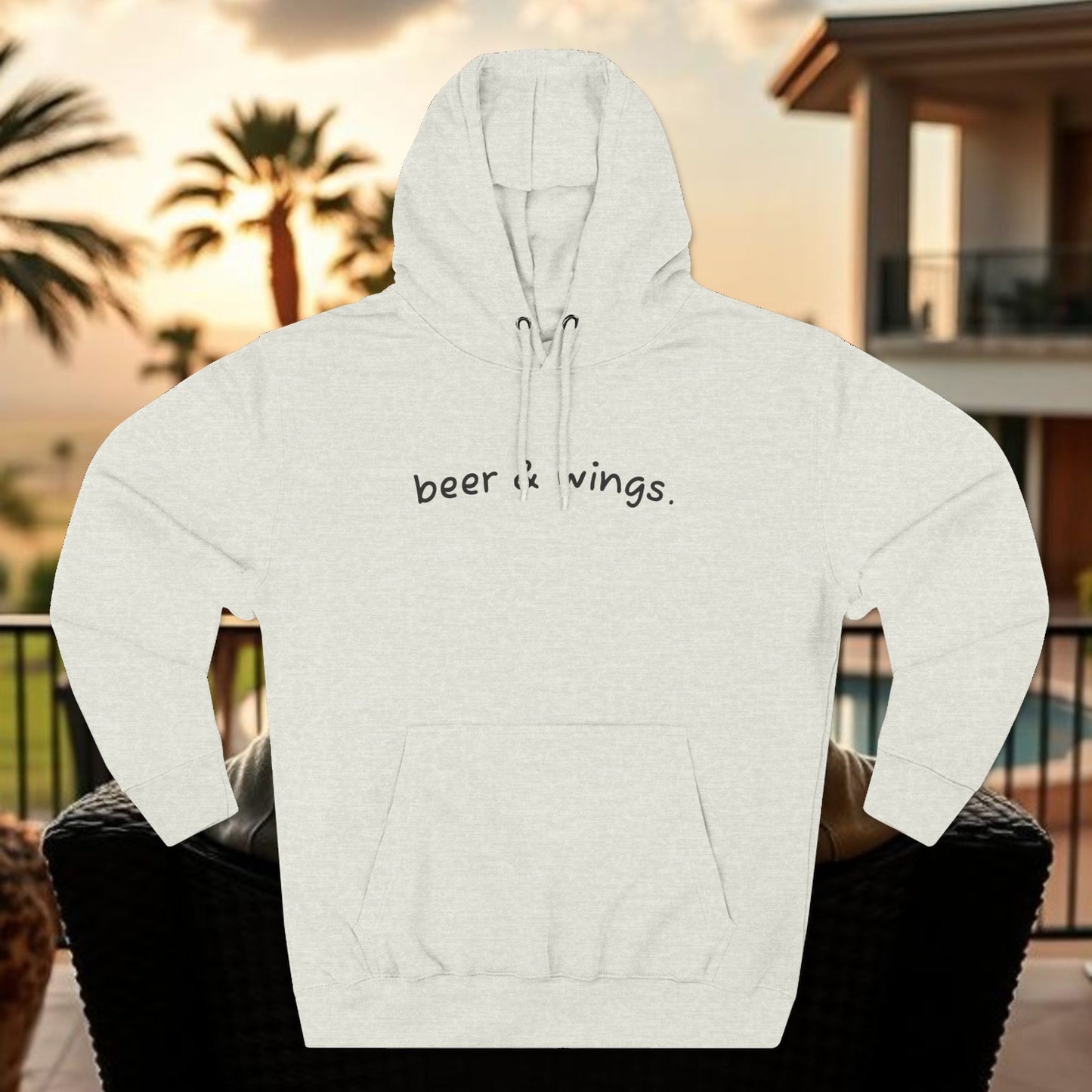 Beer and Wings Fleece Hoodie | Cozy Sweatshirt for Foodies, Gift for Beer Lovers, Casual Wear, Unisex Pullover