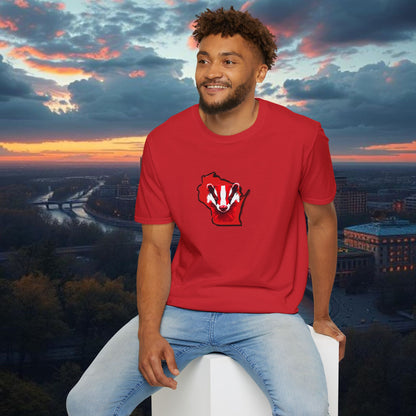 Wisconsin Softstyle T-Shirt, Unisex Tee, College Apparel, Game Day Shirt, Casual Wear, Gift for Fans