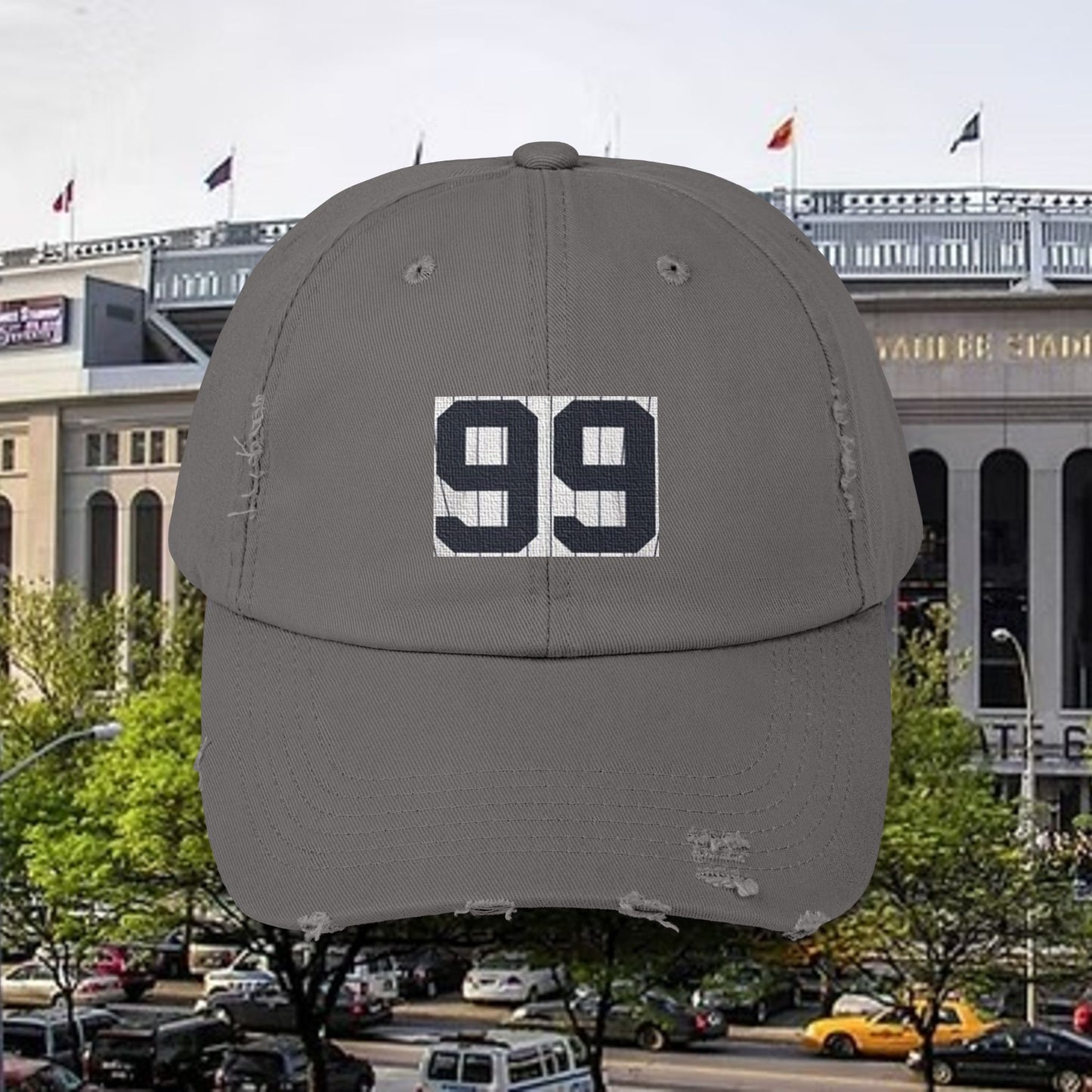 Baseball Stars Distressed Unisex Baseball Cap with Custom Number 99, Trendy Hat for Casual Outfits, Gifts for Sports Lovers