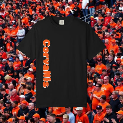 Garment-Dyed Unisex T-Shirt with Corvallis Design, Casual Tee, Gameday Apparel, Graphic T-Shirt, College Spirit Wear