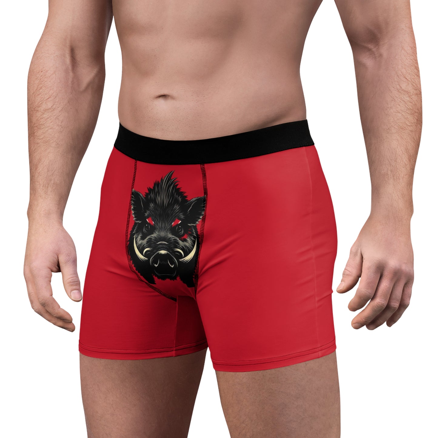 Hog Wild Men's Boxer Briefs - Comfortable Everyday Essentials, Funny Gifts, Unique Underwear, Fun Red, Gift for Him