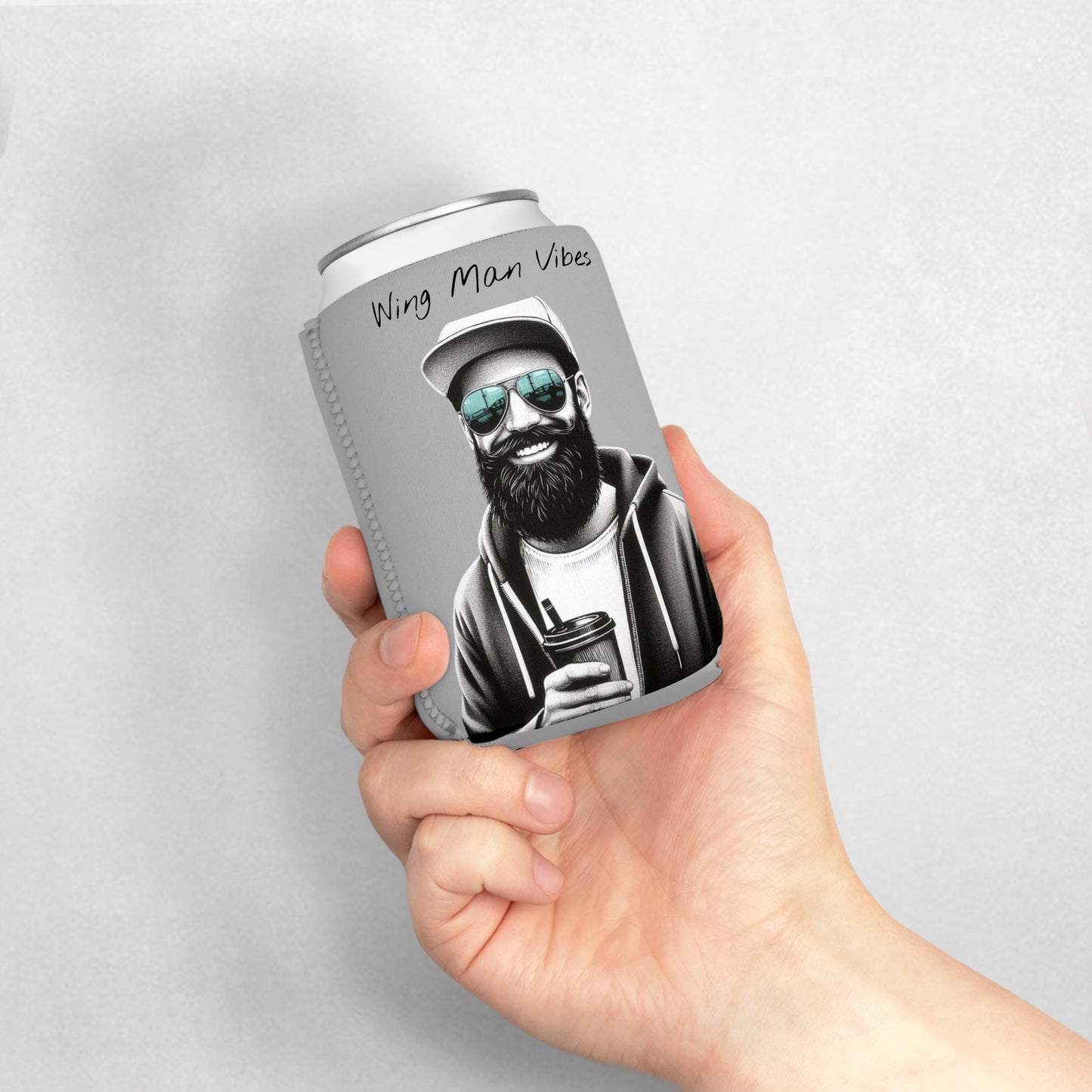Wing Man Vibes Can Cooler Sleeve | Funny Gift for Men | Party Accessory | BBQ or Beach Cooler | Unique Beverage Holder | Groomsmen Favor