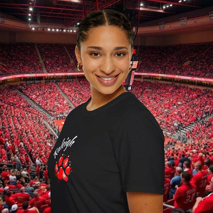 Raleigh Paw Print Unisex Softstyle T-Shirt, Fan Gear, College Spirit Wear, Game Day Apparel, Unique Gift for Students