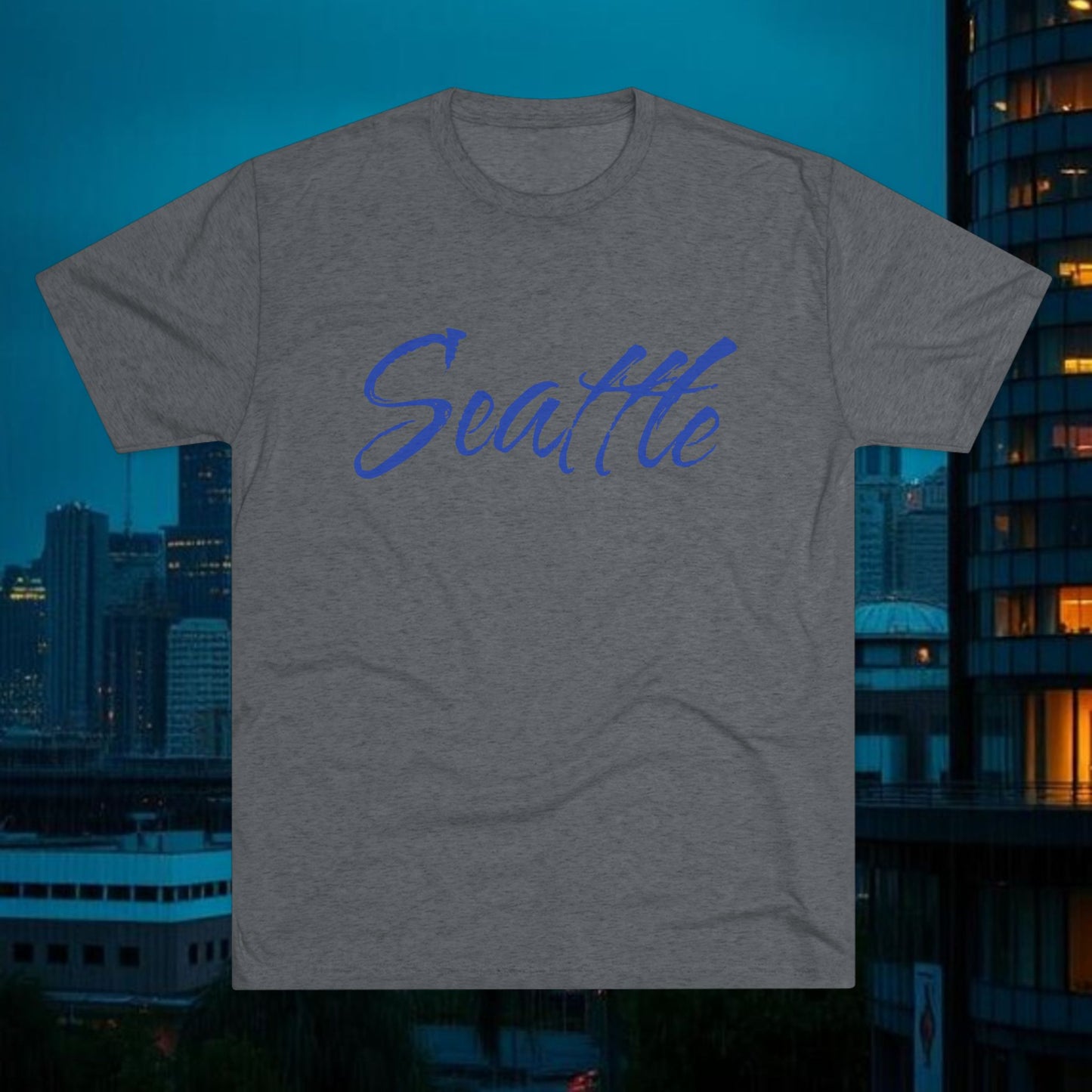 Seattle Script Tee — Casual City Souvenir T-Shirt, Perfect for Gameday, Tri-Blend Soft Material