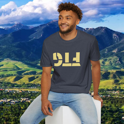 Upside Down FTG Unisex Softstyle T-Shirt - Trendy Fashion Tee, Everyday Comfort, Gift for Bobcat Fans, Gameday Wear, Relaxed Style