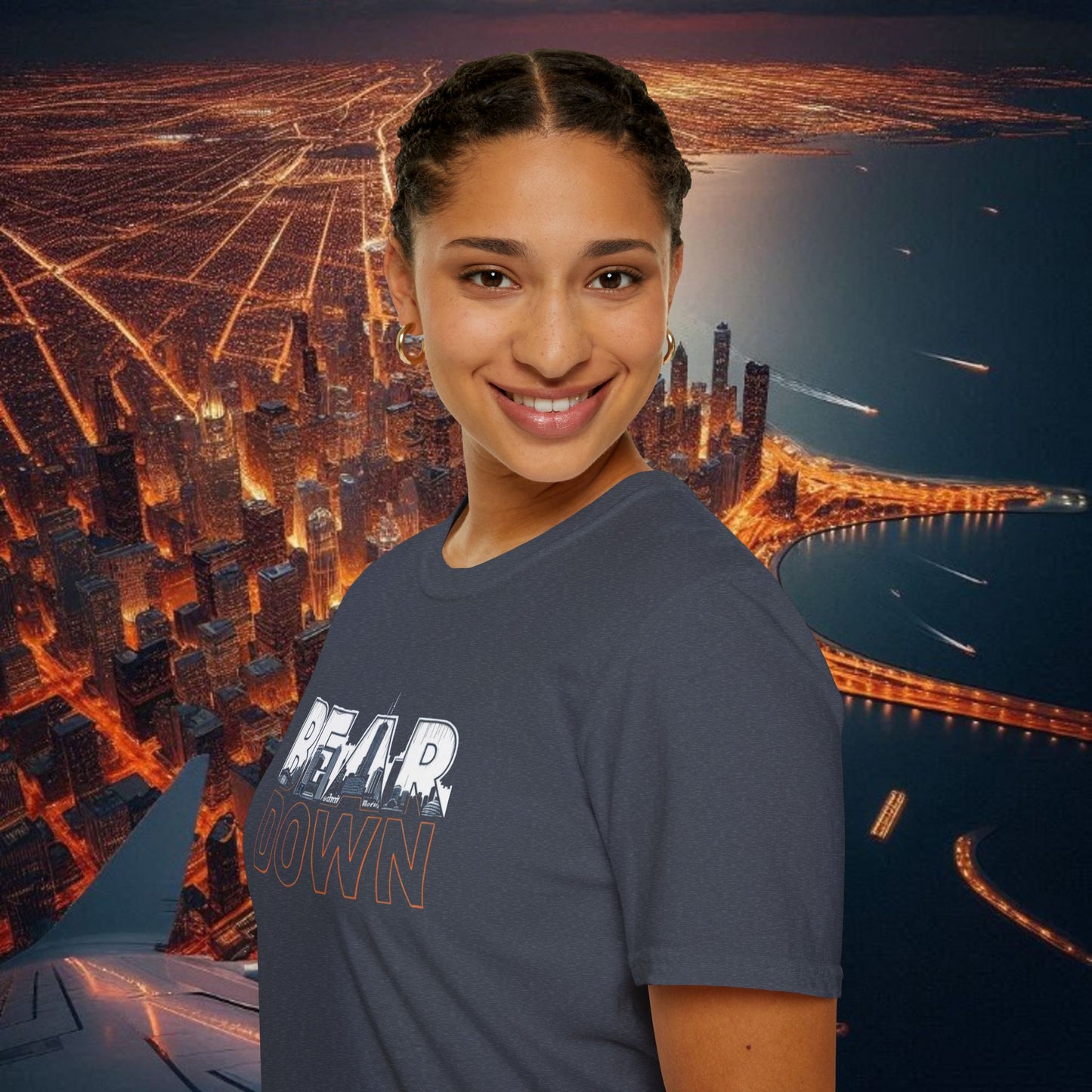 Bear Down Unisex Softstyle T-Shirt, Casual Graphic Tee, Gift for Bears Fans, Sporty Apparel, Everyday Comfort Shirt