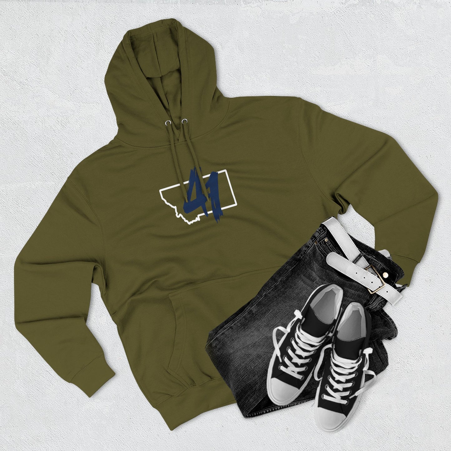 Montana '41' Outline Hoodie — Rustic State Pride Fleece Pullover