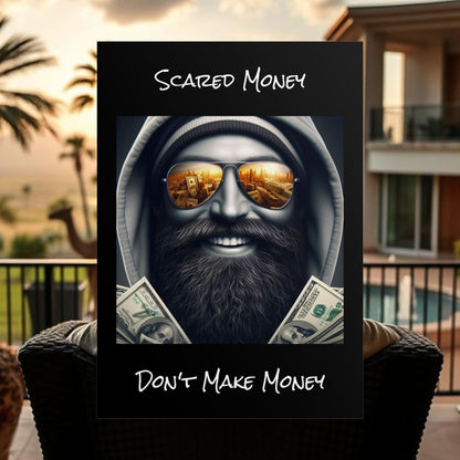 Bearded Money Motivational Wall Art, Scared Money Don't Make Money Poster, Home Decor, Gift for Entrepreneurs, Business Inspiration