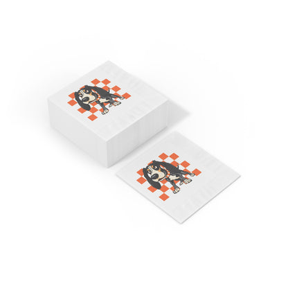 Gameday Napkins — Orange Checkered Party Cocktail Napkins