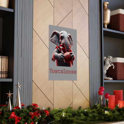 Tuscaloosa Elephant Football Poster, Matte Wall Art, Home Décor, Gift for Sports Fans, Kids Room Decoration, Alabama Pride
