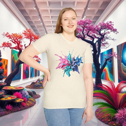 Color Splash Unisex Softstyle T-Shirt | Artistic Tee, Casual Wear, Gift for Art Lovers, Summer Fashion, Graphic Shirt